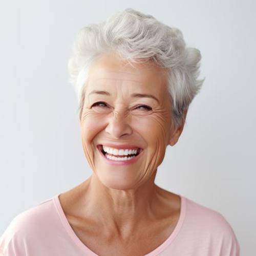 Smiling older woman with beautiful, strong teeth